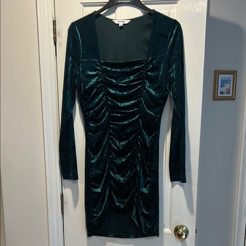 Worn once, women’s velvet feel green  dress size XL by Steve  Madden